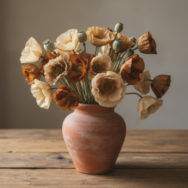 Elegant dried poppy flowers arrangement 