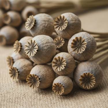 "Close-up of  dried poppy pods