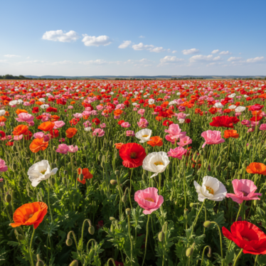 premium mixed poppy blossoms blooming 