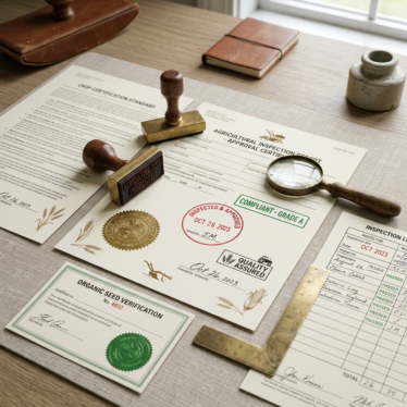 Regulatory documents highlighting agricultural import and export compliance.