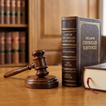 gavel and law book representing controlled substance regulations