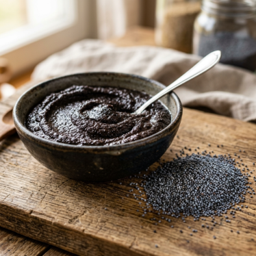 bowl of freshly ground poppy seed paste 