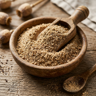 fine-ground dried poppy pod powder from Papaver somniferum showing quality texture