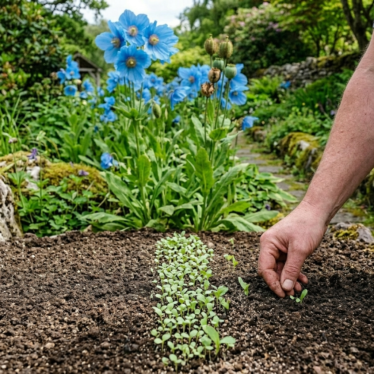 Well-drained soil supporting blue poppy seed germination