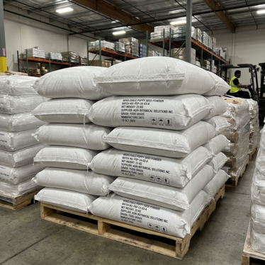 Wholesale poppy pods powder in sealed bulk packaging ready for shipment from a specialist supplier.