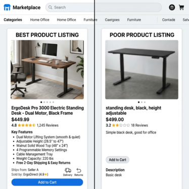 Comparison of a transparent detailed poppy powder listing versus a vague low-information listing.