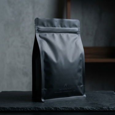 Resealable dark opaque bag of poppy pod powder stored away from sunlight in a cool dry space.
