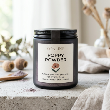 Premium poppy powder in branded airtight packaging from Primium Poppy Pods.