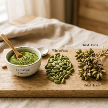 Range of premium poppy products including powder, whole pods, and dried heads.