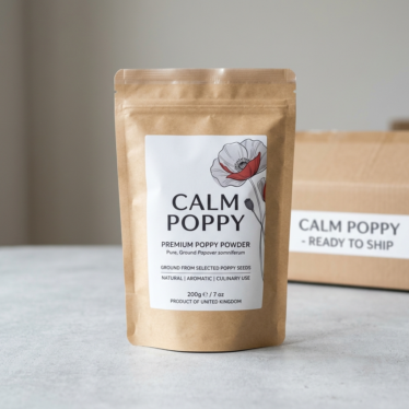 Premium real poppy powder packaged and ready for fast delivery.