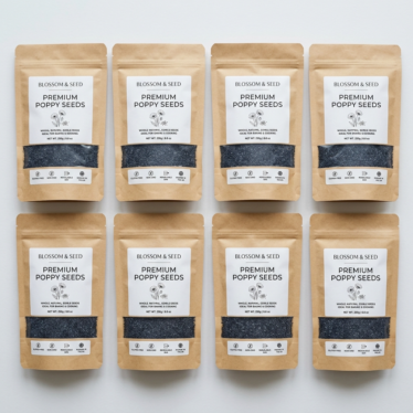 Premium opium poppy seed packaging with clear labeling for online purchase.