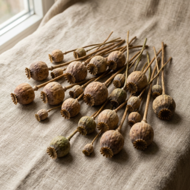 Assorted premium dried poppy pods in small, medium, and large sizes for decor and crafts.